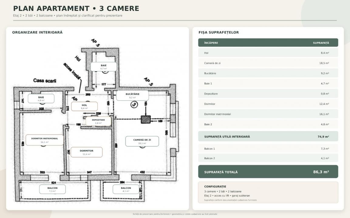 APARTAMENT PREMIUM 3 CAMERE • PRIMA ÎNCHIRIERE • GARAJ SUBTERAN – fotografia 8 din 20