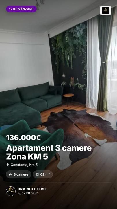 Apartament 3 camere Zona KM 5 – fotografia 1 din 9