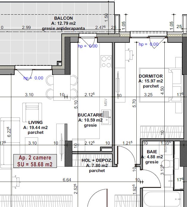 Apartament 2 Camere, 58,7 mp + Balcon 12,8 mp | Elite City, Mărăști – fotografia 4 din 4