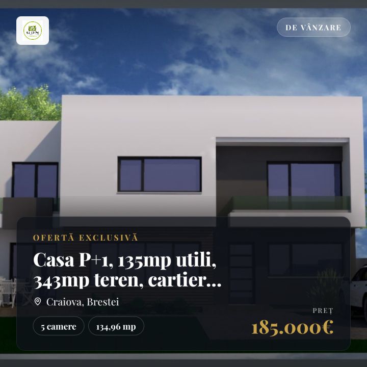 Casa P+1, 135mp utili, 343mp teren, cartier Brestei zona Promenada Mall – fotografia 1 din 6