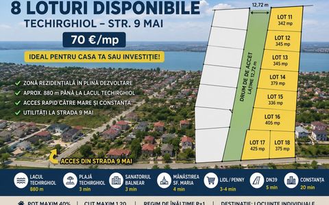 Loturi de vânzare – Techirghiol | Str. 9 Mai | Zonă rezidențială moderna