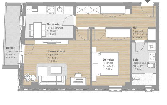 Apartamente finisate de 2 camere,, Tineretului . – fotografia 4 din 9