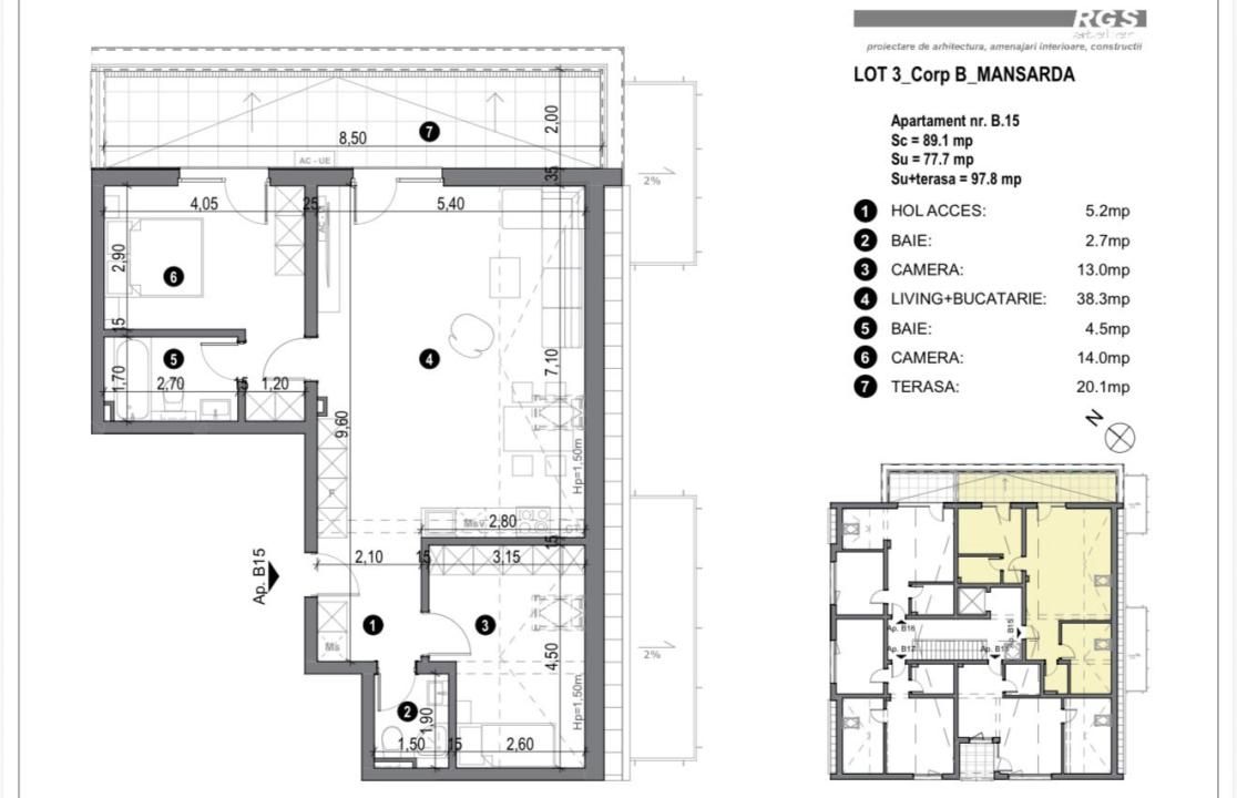 COMISION 0%-Apartament 3 camere, 78 mp, terasa 20 mp, cu lift – fotografia 12 din 12