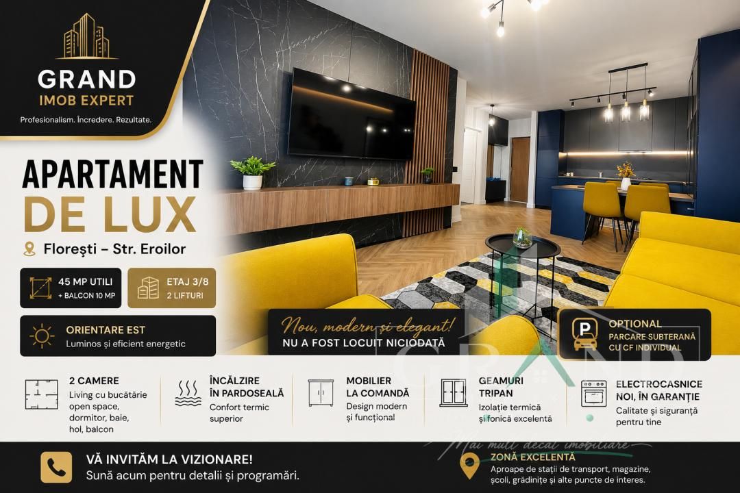 Apartament de Lux |  2 Camere |  Balcon | Parcare | Floresti/Eroilor – fotografia 1 din 15