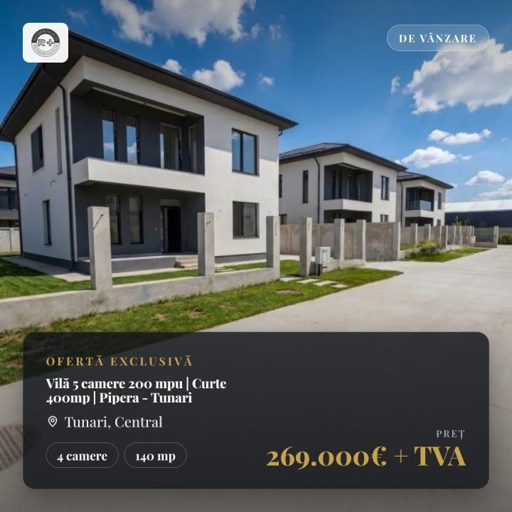 Vilă 5 camere 200 mpu | Curte 400mp | Pipera - Tunari – fotografia 1 din 20