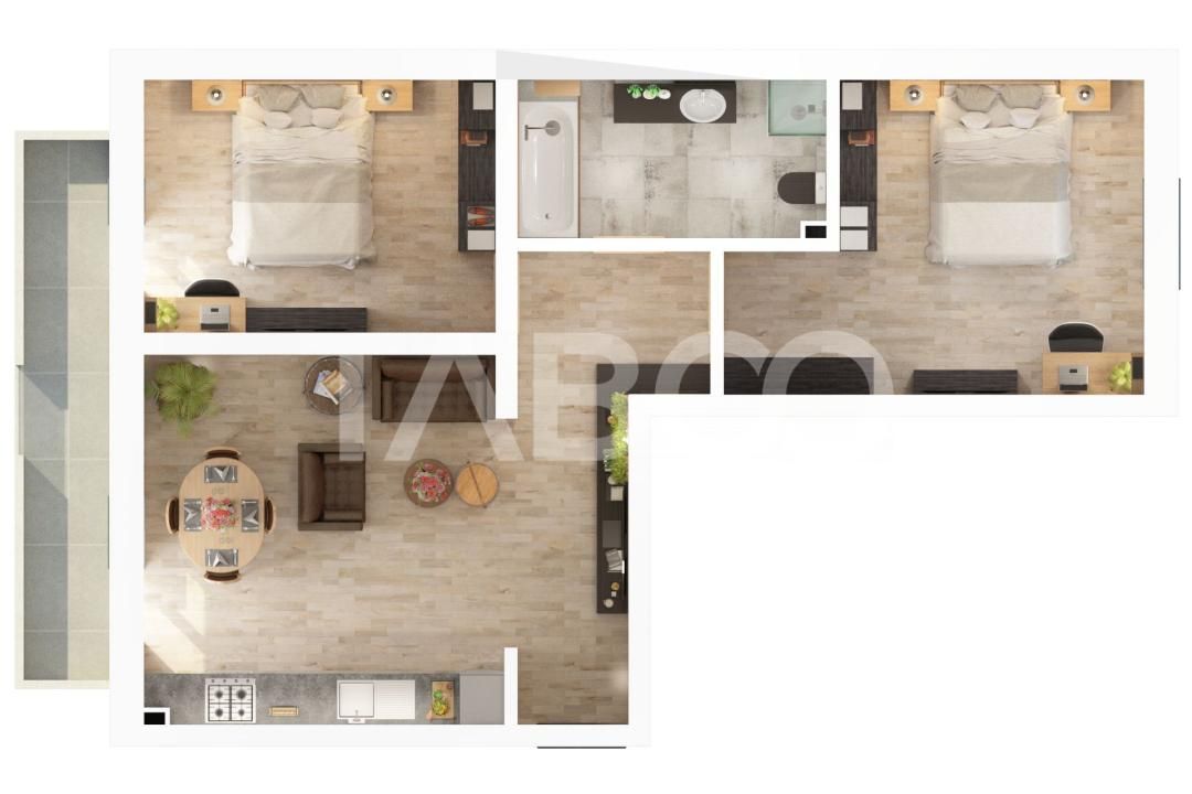 Apartament 61 mpu decomandat 3 camere si parcare inclusa Doamna Stanca – fotografia 8 din 8
