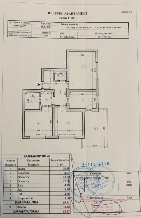 Apartament 3 Camere 84mp | terasa 15mp | bloc 2019 | centrala | loc parcare – fotografia 2 din 27
