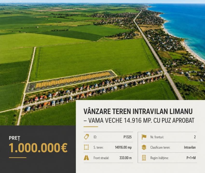 Vânzare teren intravilan Limanu _ Vama Veche 14.916 mp. cu PUZ aprobat – fotografia 1 din 9