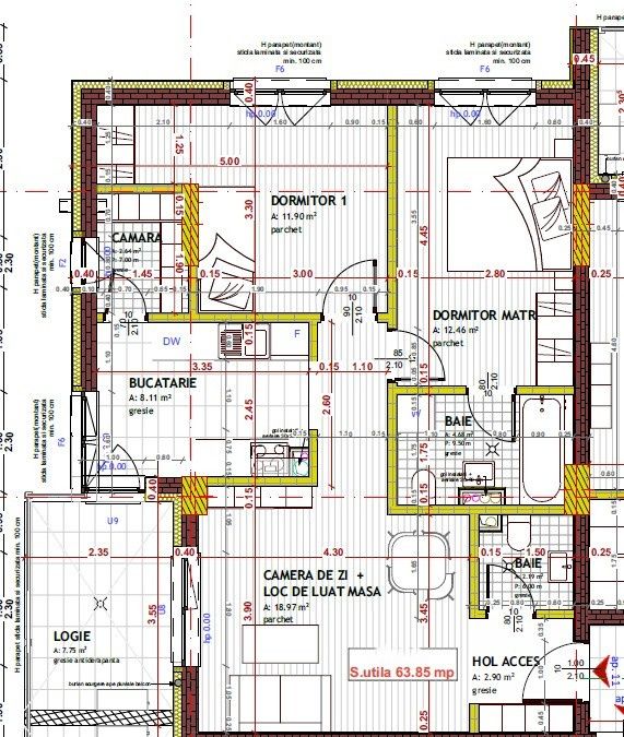 Ap 3 camere decomandate, 64 mp, LUX, etaj 1, lift, parcare, zona Somesului! – fotografia 8 din 14