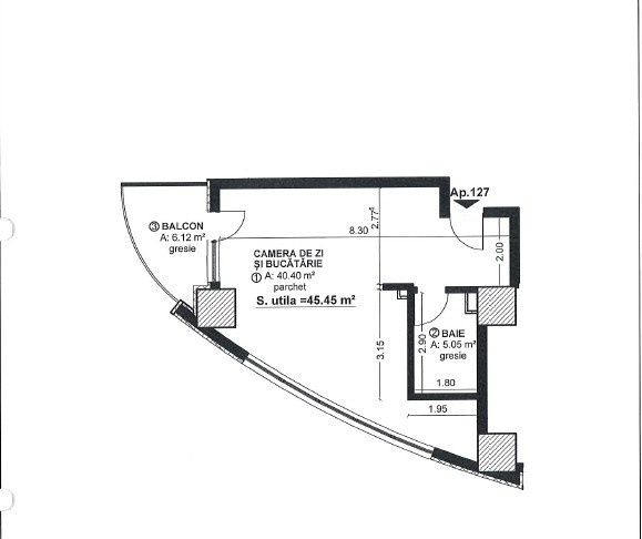 Apartament o camera, 45,59 mp, et. 19, West City Tower – fotografia 3 din 3