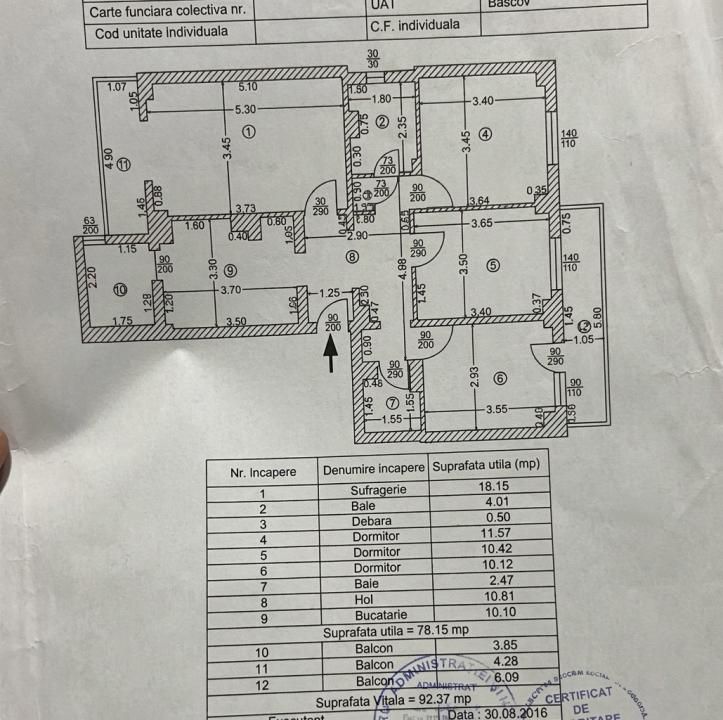 Apartament 4 Camere, 93 MP, Decomandat, Prundu – Etaj 3, Centrală Proprie – fotografia 11 din 11