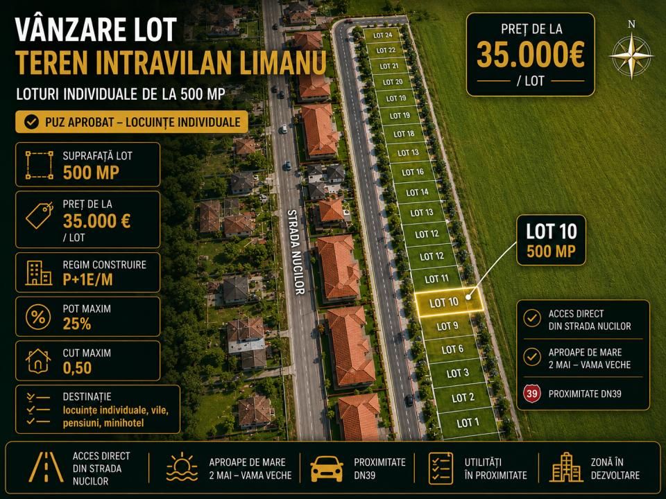 Vânzare loturi teren intravilane Limanu Vama Veche minim 500 mp. PUZ – fotografia 3 din 15