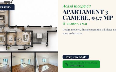 Apartament 3 camere, decomandat, 93.7 mp, cartier 1 Mai
